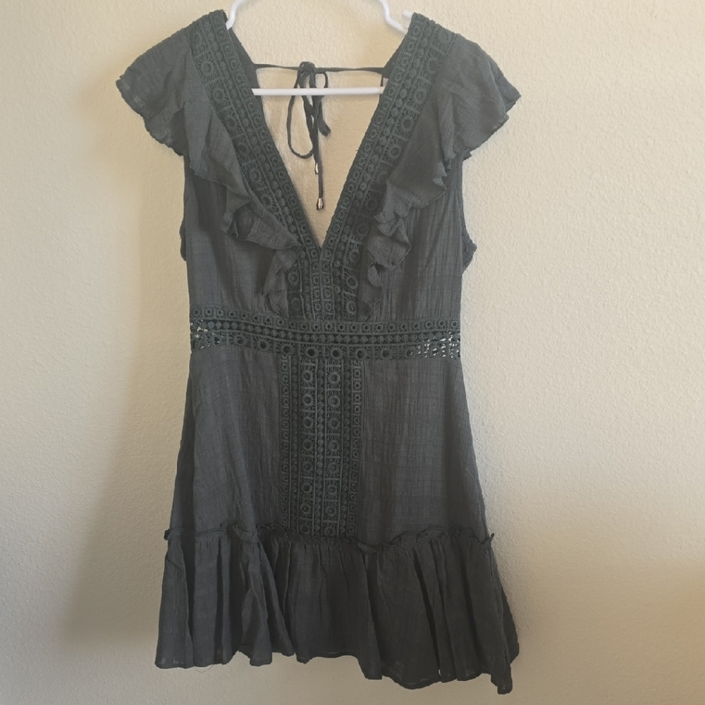 Francesca's Collections Olive Ruffle Mini Dress